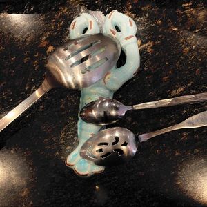 Lobster Mud Pi Spoon Rest Plate Ceramc Blue Brown